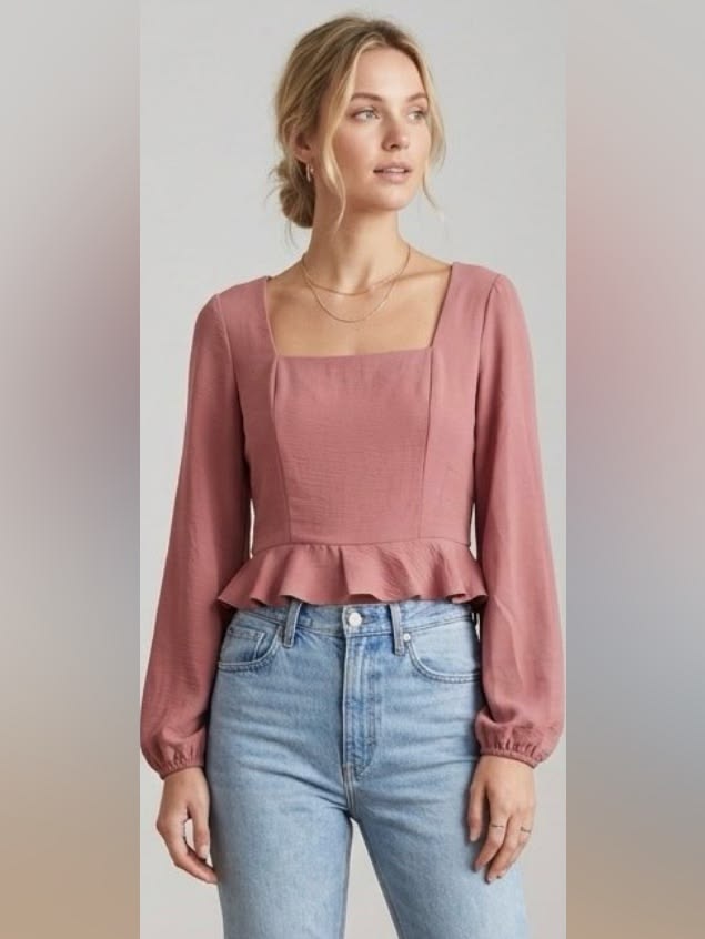 Dusty Rose Peplum Top